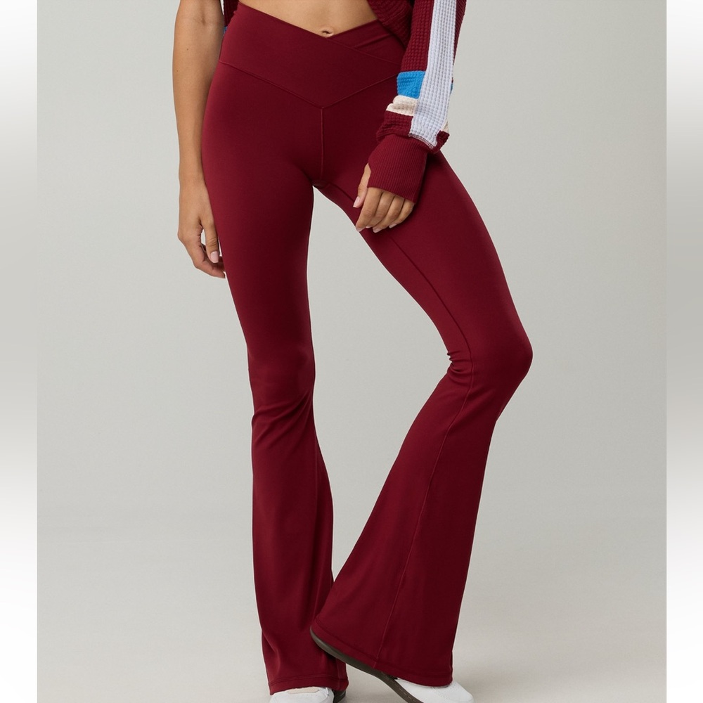 Offline by Aerie deep cherry flared leggings. Size Large Long